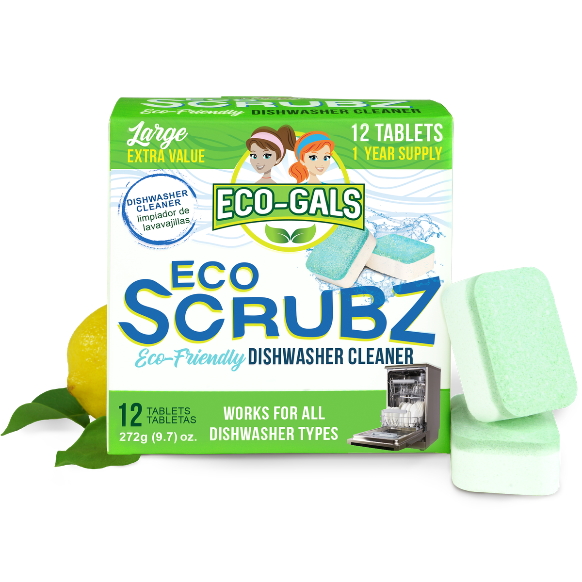 Eco Scrubz: Deep Dishwasher Cleaner (12 Count) Eco-Friendly