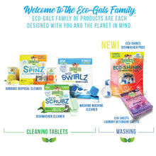 Load image into Gallery viewer, Eco-Gals Eco-Shines Dishwasher Detergent Pods With 3 in 1 Power of Liquid, Powder, and Gel for Brighter Cleaner Dishes