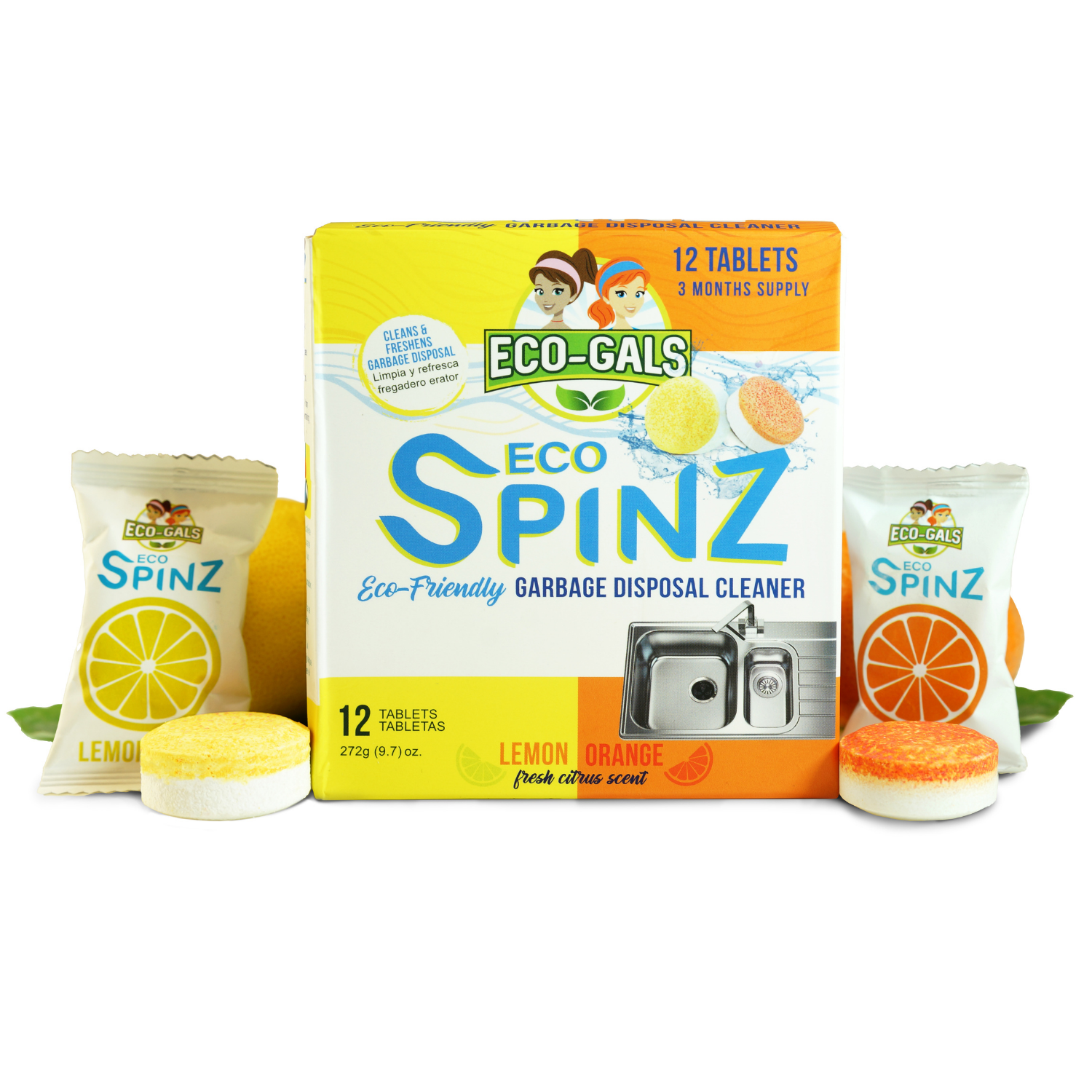 Eco-Gals Eco Spinz Garbage Disposal Cleaner (Orange 6 ct. & Lemon 6 ct.)